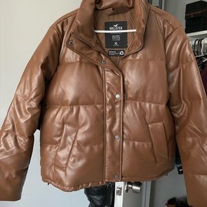 Faux leather puffer jacket